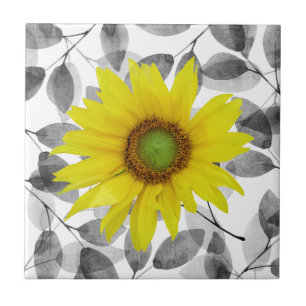 Sunflower and Leaves Tile
