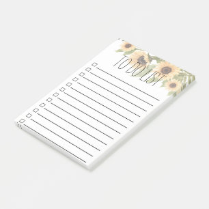 Sunflower and Leaves To Do List or Grocery List Post-it Notes