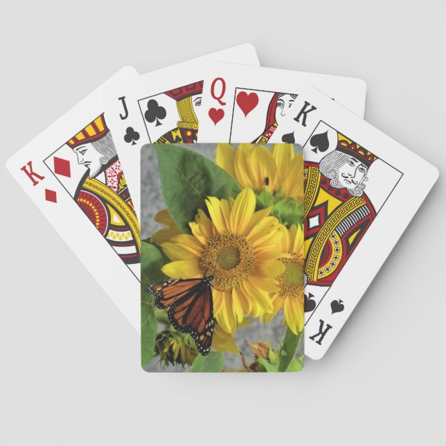 Sunflower and Monarch Butterfly Playing Cards (Back)
