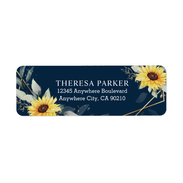 Sunflower and Navy Blue Geometric Rustic Wedding (Front)
