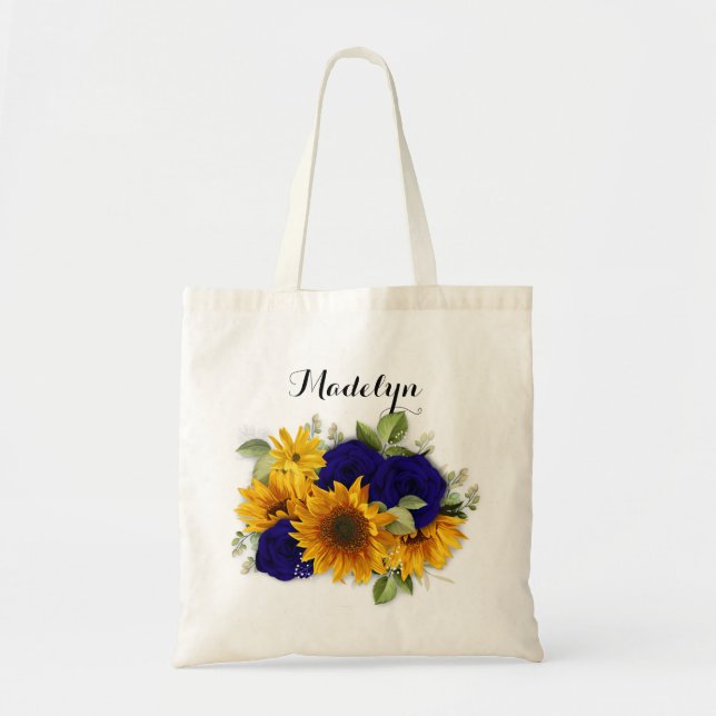 Sunflower and Navy Roses Bridesmaid Bags (Front)