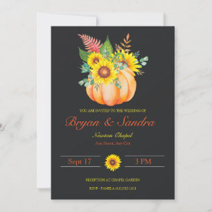 Sunflower and Pumpkin Fall Wedding Invitation