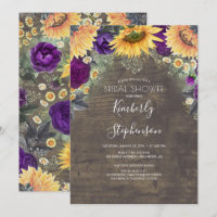 Sunflower and Purple Rose Rustic Bridal Shower