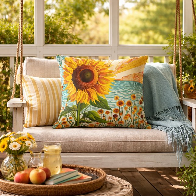 Sunflower and Quote Throw Pillow (Creator Uploaded)