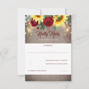 Sunflower and Red Rose Fall Wedding RSVP