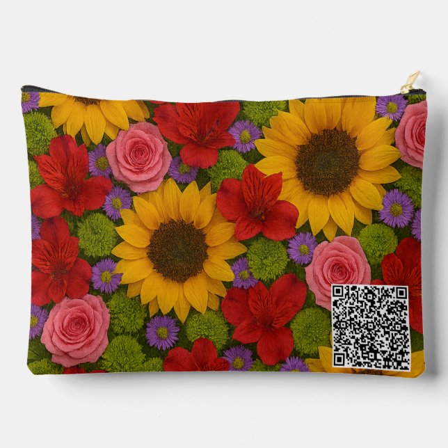 Sunflower and Rose Accessory Pouch (Back)