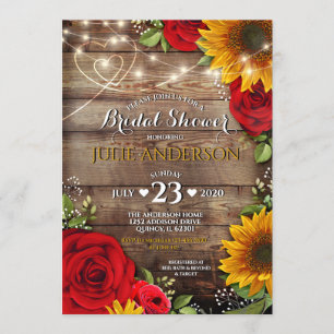 Sunflower and Rose Rustic Bridal Shower Invitation