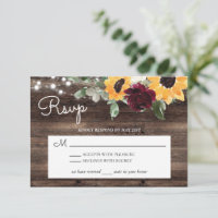 Sunflower and Roses Burgundy Red Rustic Wood