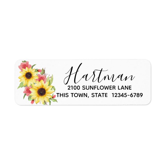 Sunflower and Roses Watercolor Floral Bouquet (Front)