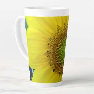 Sunflower and Seeds, Spiral, Golden Ratio Latte Mug