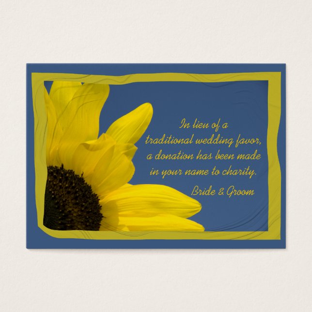 Sunflower  and Sky Wedding Charity Favour Card (Front)