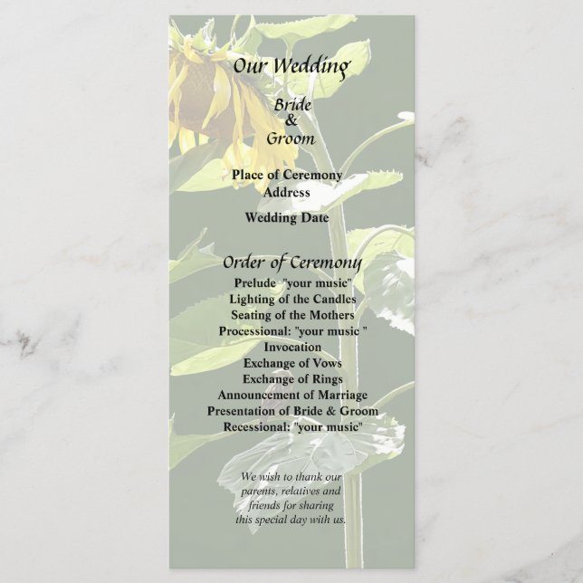 Sunflower and Sparrow Program (Front)