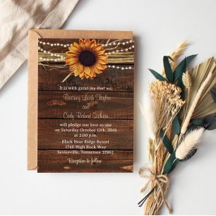 Sunflower and String Lights Wedding Invitation