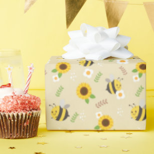 Sunflower and Sweet Honey Bees Wrapping Paper