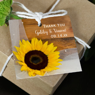 Sunflower and Veil Country Wedding Favour Tags