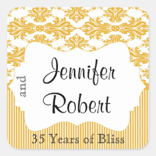 Sunflower and White Damask Envelope Seal