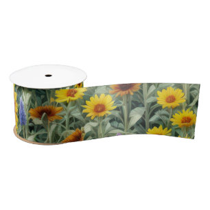 Sunflower and Wildflower Field Satin Ribbon