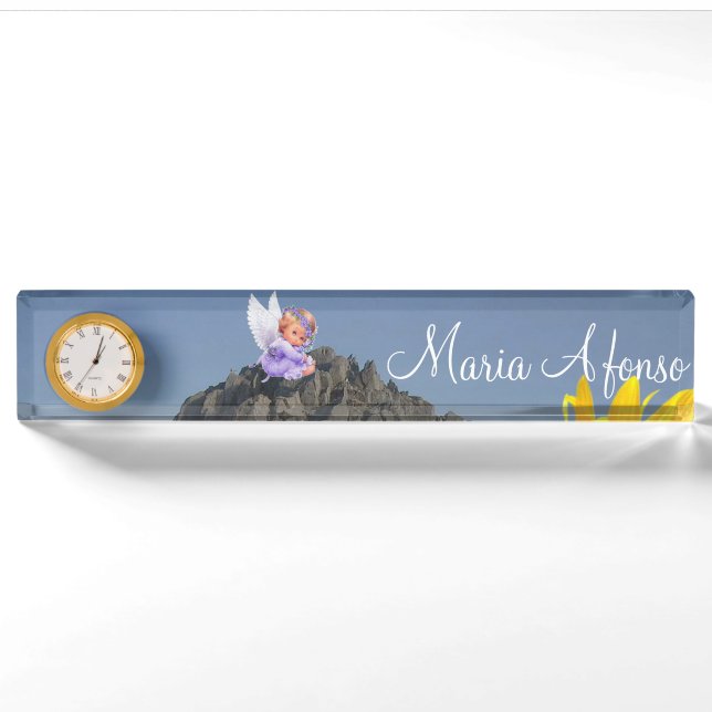 Sunflower Angel Desk Nameplate (Front)