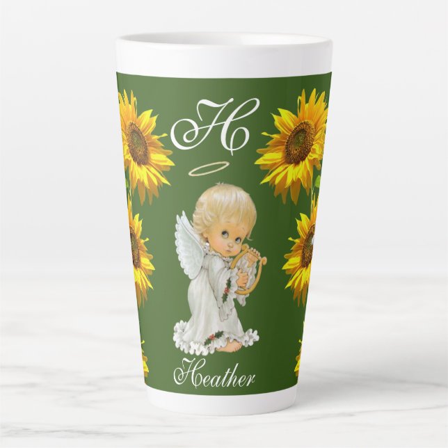 Sunflower Angel Floral Latte Mug (Devant)