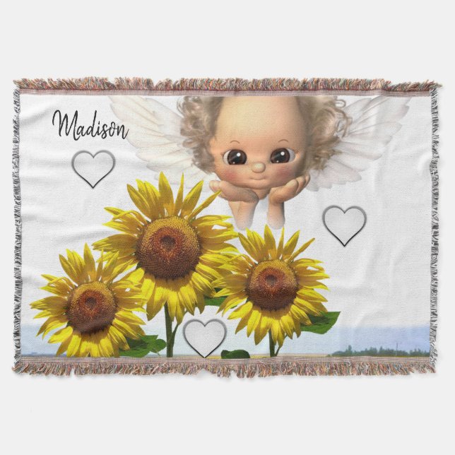 Sunflower Angel Throw Blanket (Front)