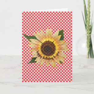 sunflower annion red and white gingham card