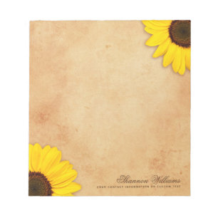 Sunflower antique aged paper vintage parchment notepad