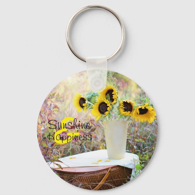 Sunflower Arrangement Sunshine & Happiness Keychain (Front)