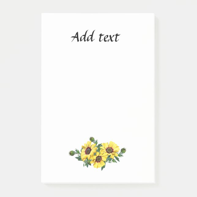 Sunflower Arrangement template, pretty, yellow Post-it Notes (Front)