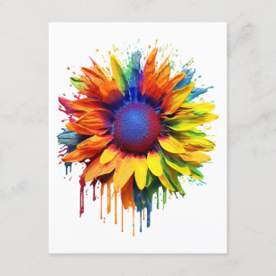 Sunflower Art Abstract Flower Painting Artwork Sun Enclosure Card