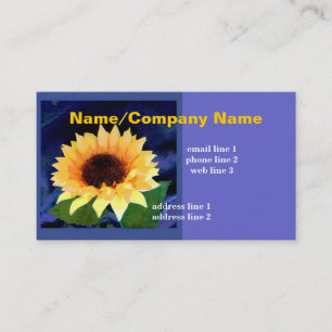 sunflower art business card blue and yellow