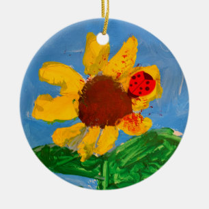 Sunflower "Art by Kids" Ceramic Ornament