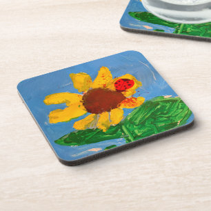 Sunflower "Art by Kids" Coaster
