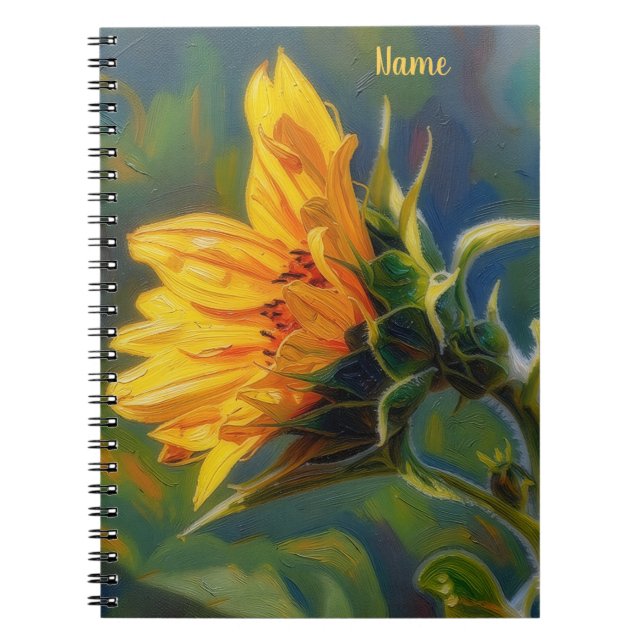 Sunflower Art Floral Notebook Journal Personalize (Front)