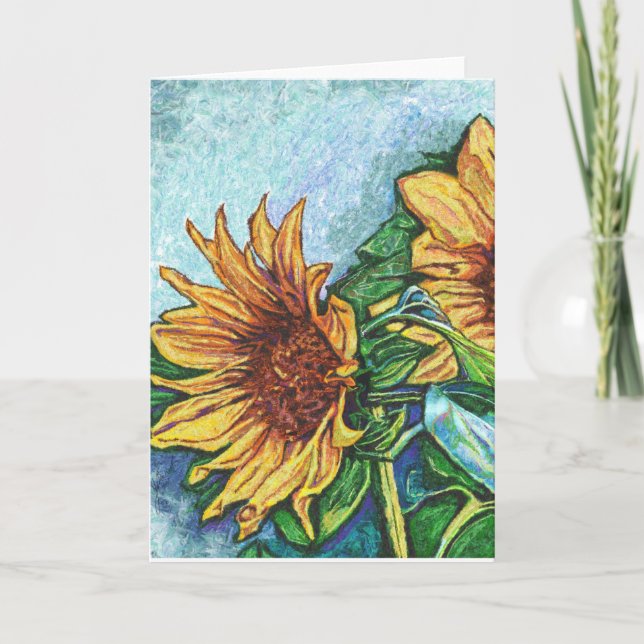 Sunflower Art Folded Blank Greeting Card (Front)