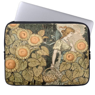 Sunflower Art Nouveau Garden Grasset Woman Laptop Sleeve