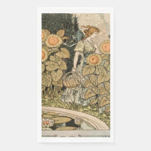 Sunflower Art Nouveau Garden Grasset Woman Napkin