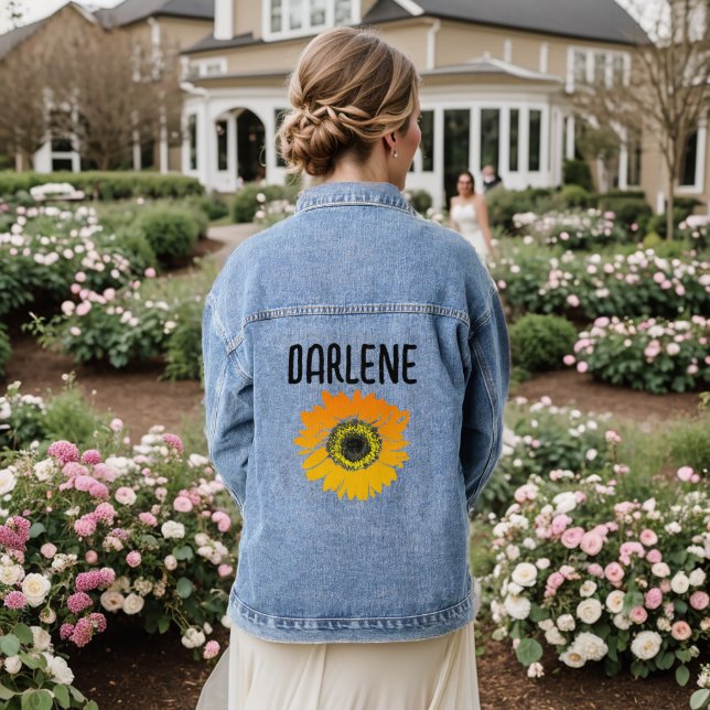 SUNFLOWER ART Personalized  Denim Jacket (Wedding Back)
