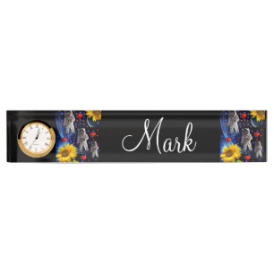 Sunflower Astronaut Desk Nameplate