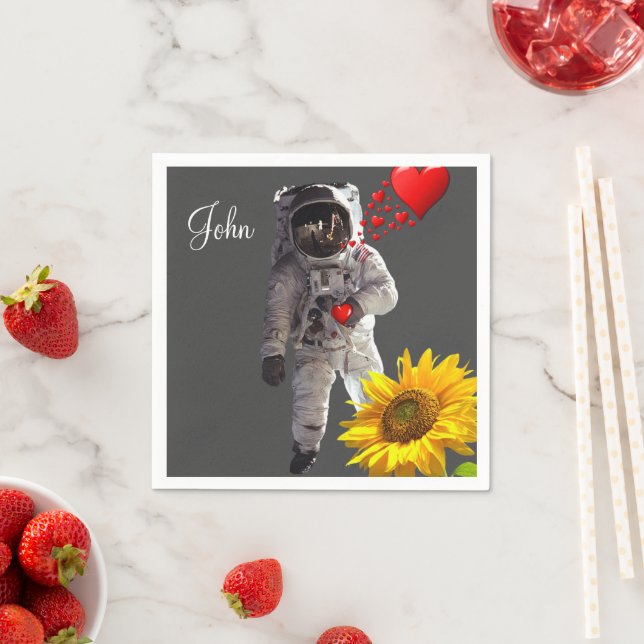 Sunflower Astronaut Paper Napkins (Insitu)