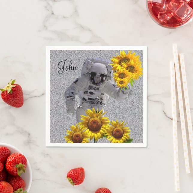 Sunflower Astronaut Paper Napkins (Insitu)