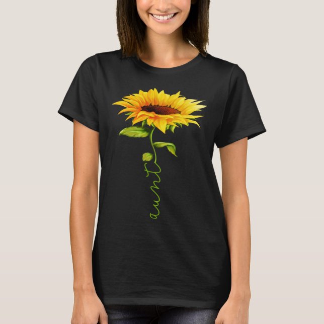 Sunflower Aunt Mother's Day Floral Funny Matching  T-Shirt (Front)
