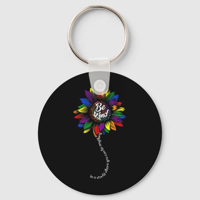 Sunflower Autism Awareness Be Kind Puzzle Mom Supp Keychain (Front)