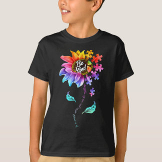 Sunflower Autism Awareness Be Kind Puzzle Mom Supp T-Shirt