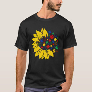 Sunflower Autism Awareness Be Kind Puzzle Mom Supp T-Shirt