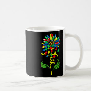 Sunflower Autism Faith Cross Autistic Autism Aware Coffee Mug
