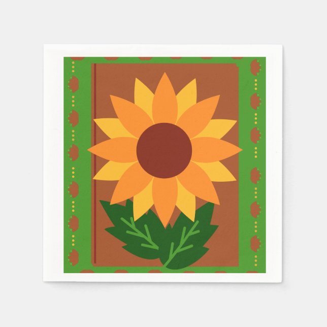 Sunflower autumn- fall colours napkin (Front)