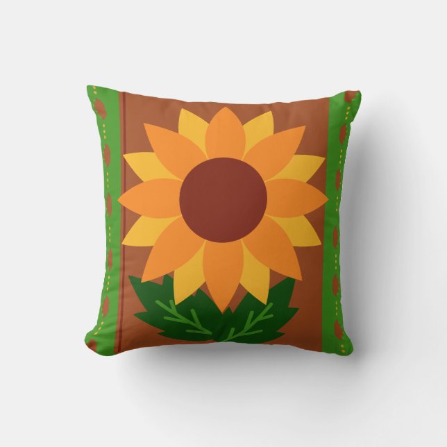 Sunflower autumn- fall colours throw pillow (Front)