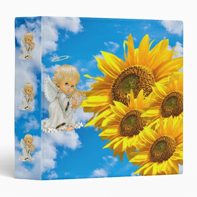 Sunflower Baby Angel Floral Sky Avery Classeur (Devant/Côté)