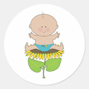 Sunflower Baby Boy Classic Round Sticker