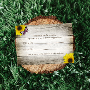 Sunflower Baby Name Suggestions Shower Game   Pink Invitation